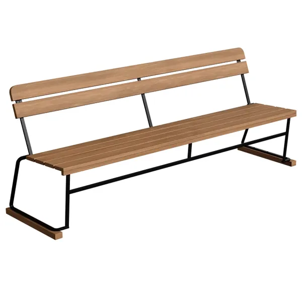 Sofa 5 204 cm Teak / Sort Stål
