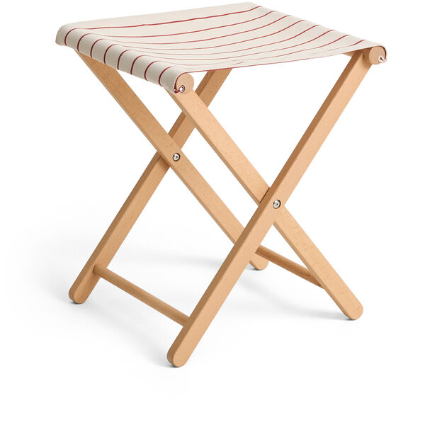Outdoor Market Folding Stool Beige With Red Stripe