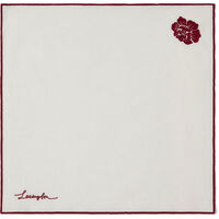 Flower Embroidered Serviet 50x50 cm Hvid / Rød