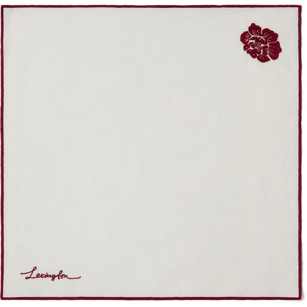 Flower Embroidered Serviett 50x50 cm Hvit / Rød