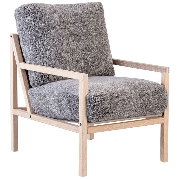 Seventy Five Wood Nojatuoli Valkoinen Pigmentoitu Tammi / Lampaannahka Scandinavian Grey