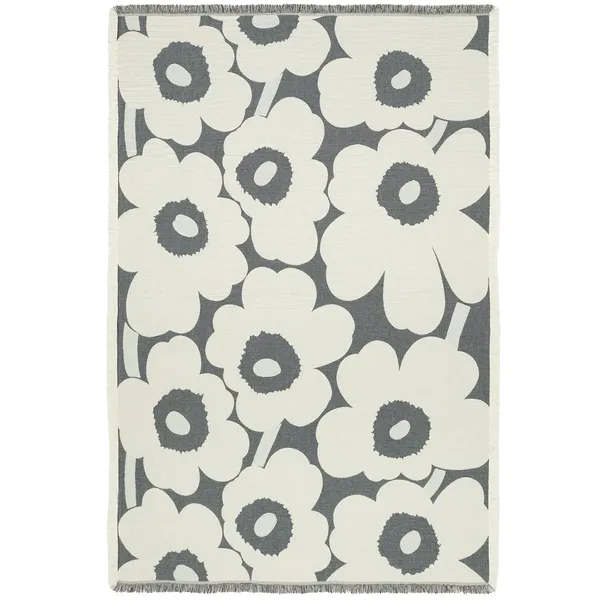 Unikko Jacquard Pläd 150x220 cm Charcoal / Off-white / Sand