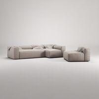 Grand 4-Seter Sofa Divan Høyre med Lenestol Sandshell Beige