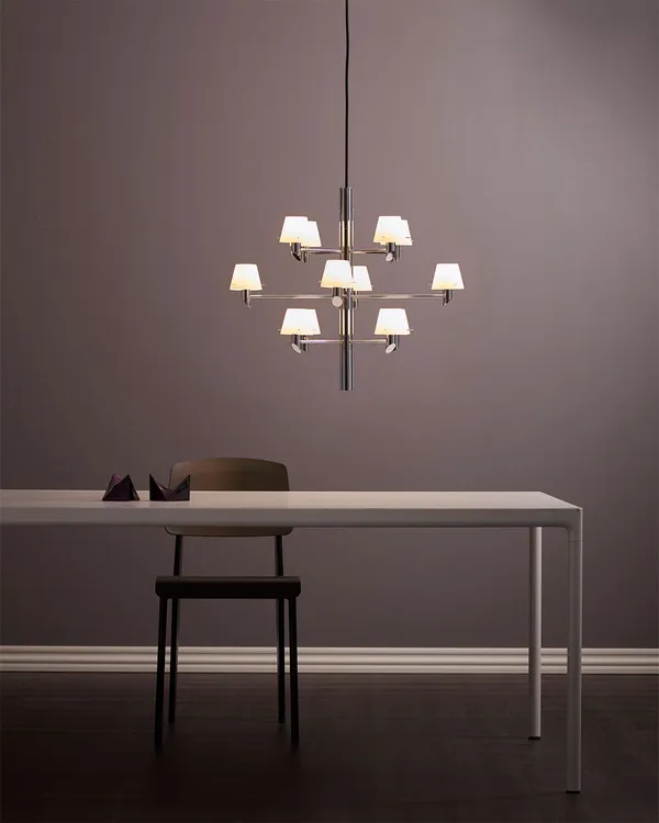 Gil 12 Chandelier Chrome / Opal Glass