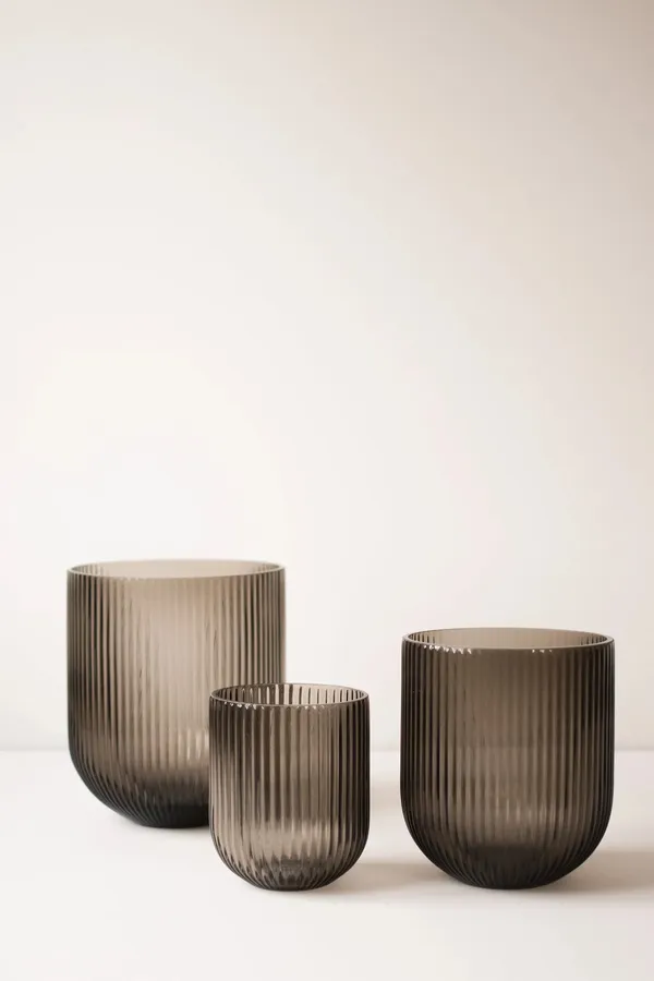 Simple Stripe Vase 22 cm Brun