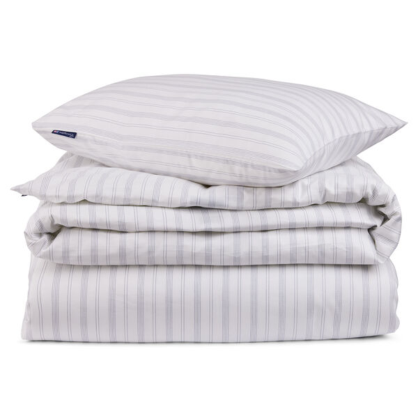Striped Lyocell/Cotton Sengesett 150x210 cm Hvit/Diset Blå