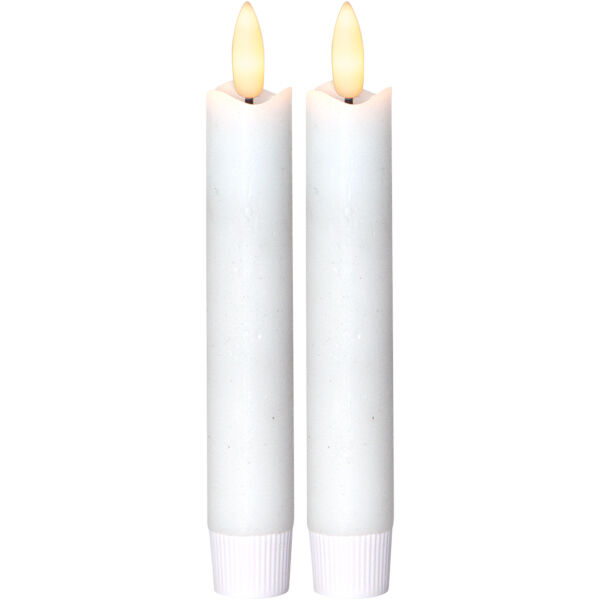 Flamme LED Antikklys Hvit 2-pk 15 cm