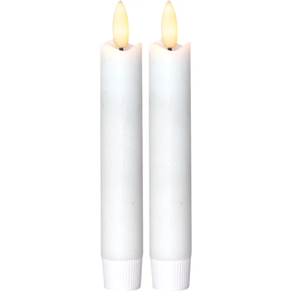 Flamme LED Antikklys Hvit 2-pk 15 cm