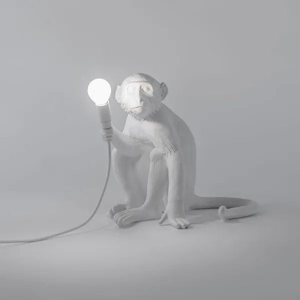 Monkey Lamp siddende Hvid