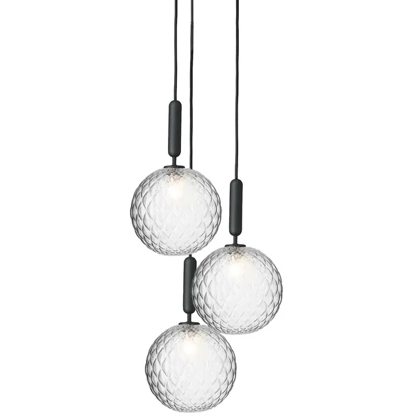 Miira 3 Lysekrone 370 mm Rock Grey / Klar