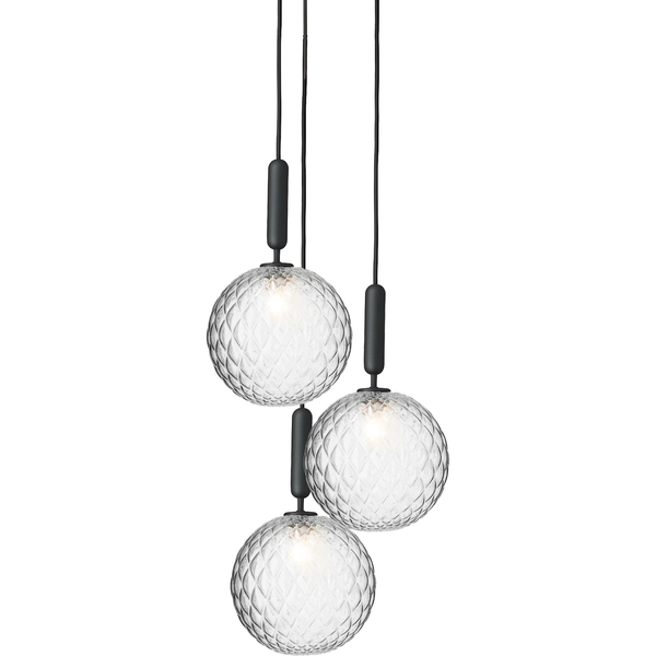 Miira 3 Lysekrone 370 mm Rock Grey / Klar