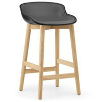 Hyg Barstol 65 cm Betrukket Forside Sort Læder / Egetræ