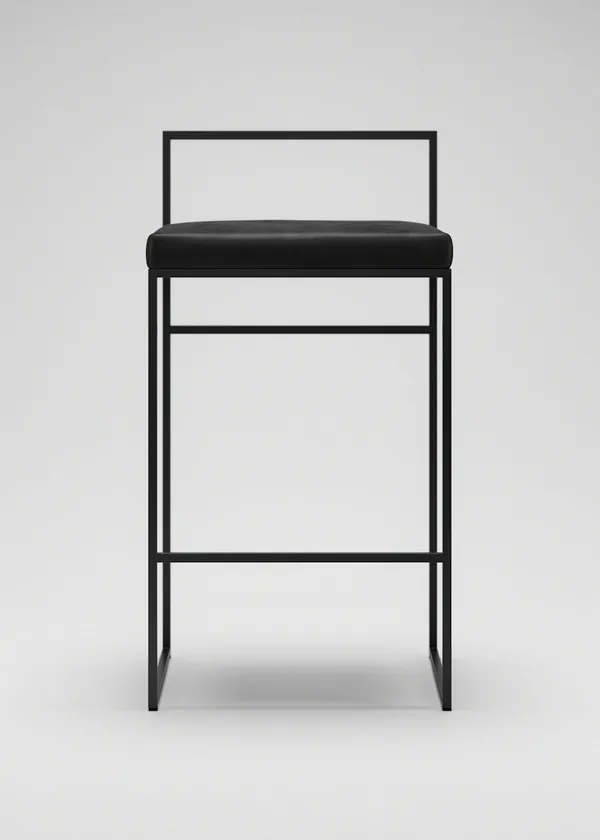 Barstol med Rygstøtte 80 cm Sort / Sort Fløjl