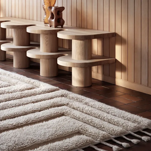 Kask Uldgulvtæppe 250x350 cm Beige