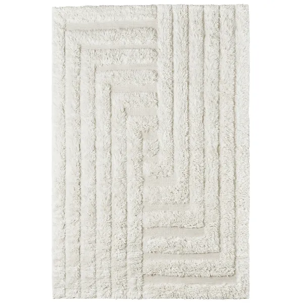 Shaggy Labyrinth Rug White