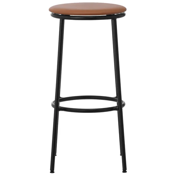 Circa Barstool 65 cm Black Steel Baarijakkara Vaahtomuovi Nahanruskea