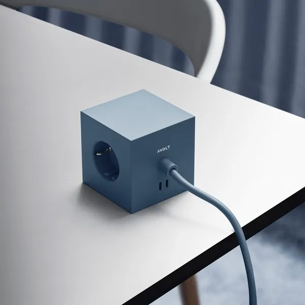 Square 1 Forlængerledning med USB-C / Magnet 18 m Hajblå