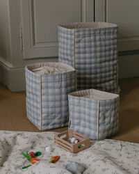 Plaid Sky Blue Storage Basket Small