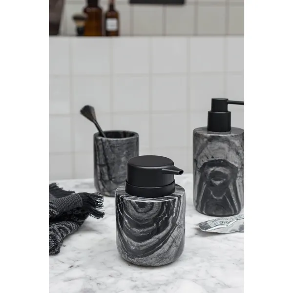 Marble Tvålpump Låg Svart Grå