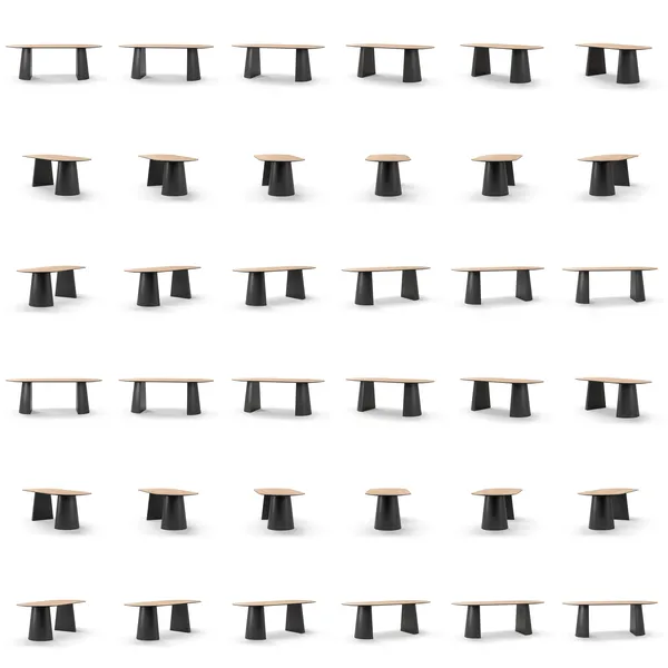 Social Spisebord Naturligt Egetræ / Sort Egetræ 220 cm