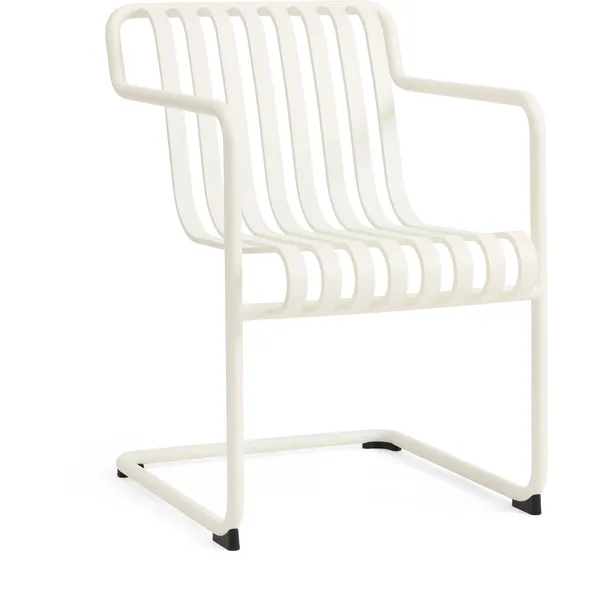 Palissade Cantilever Dining Armchair Cream white powder coated steel