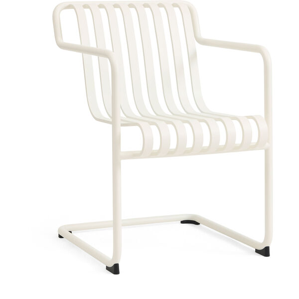 Palissade Cantilever Dining Armchair Cream white powder coated steel