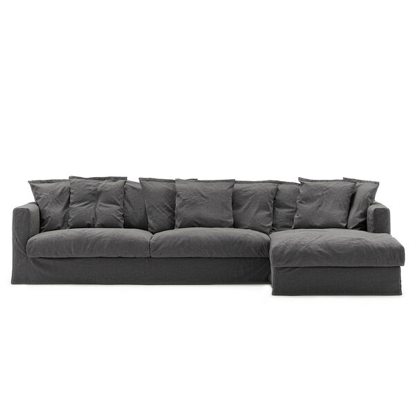 Stopning Til Le Grand Air 3-seter Sofa Lin Divan Høyre Carbon Dust