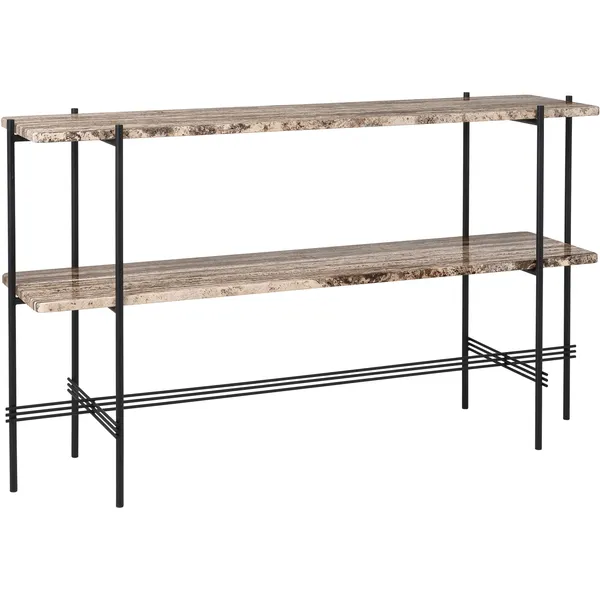TS Console Sivupöytä 120x30x72 cm Musta / Neutraalinvalkoinen Travertiini