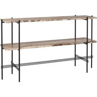 TS Console Sivupöytä 120x30x72 cm Musta / Neutraalinvalkoinen Travertiini