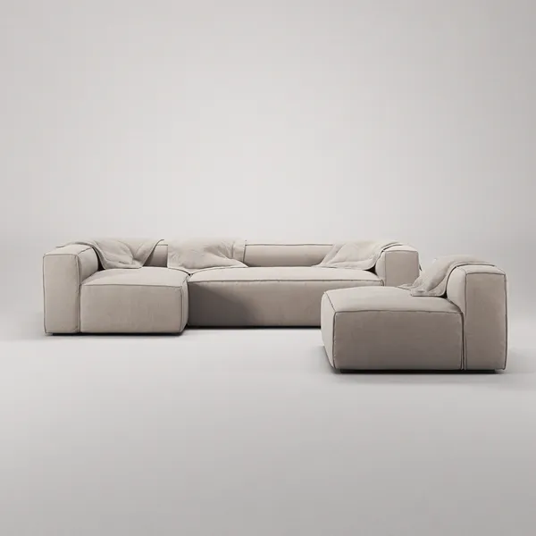 Grand Nelipaikkainen Sohva Divaani Vasen Nojatuolilla Sandshell Beige
