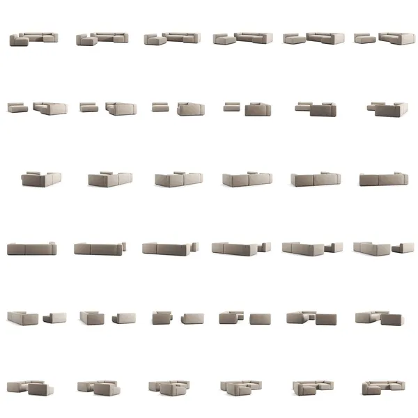 Grand 4-Seter Sofa Divan Høyre med Lenestol Sandshell Beige
