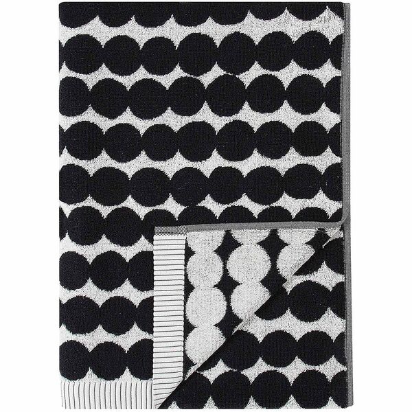Räsymatto Bath Pyyhe 70x150 cm Musta/Valkoinen