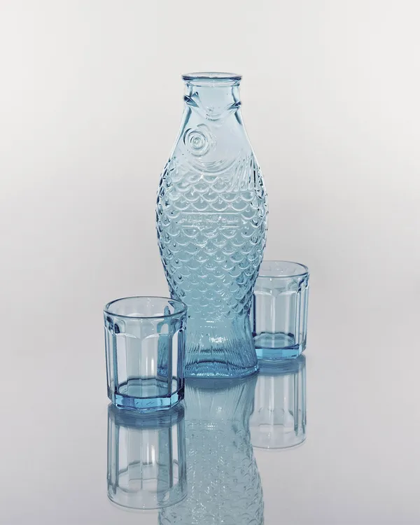 Fish & Fish Carafe With Tumbler Blue