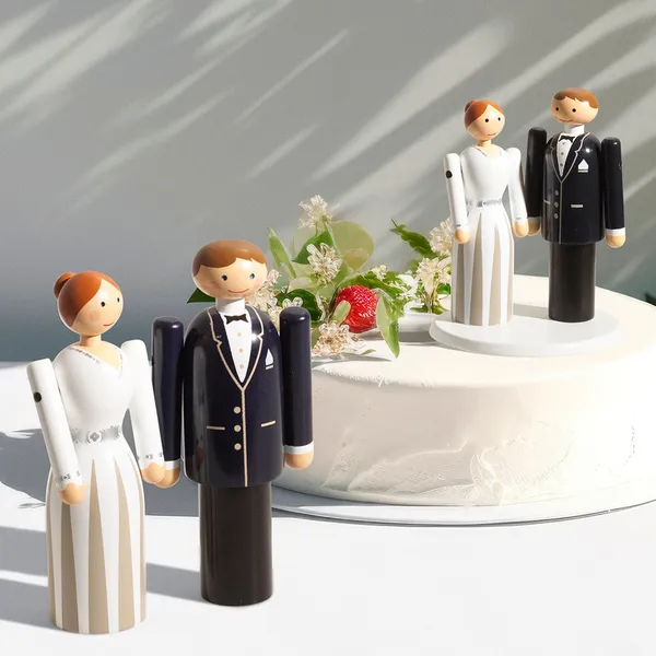 Groom Træfigur H12 cm Blå/Sort / Hvid