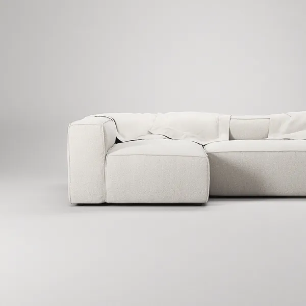 Grand 4-Sitssoffa Divan Vänster Bouclétyg Steam White