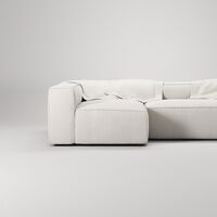 Grand 4-Sitssoffa Divan Vänster Bouclétyg Steam White