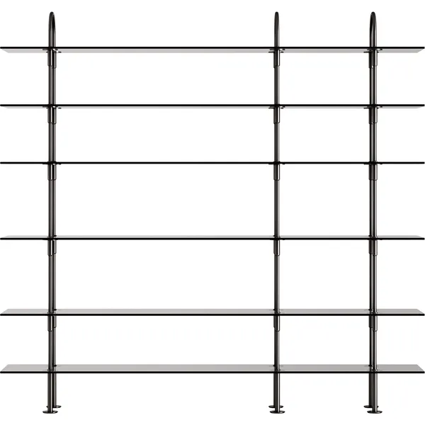 Keen Hyllesystem Med 6 Hyller 208 cm Sort Messing / Tonet Glass