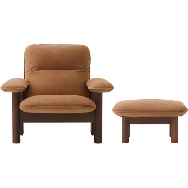 Brasilia Fåtölj Med Ottoman Walnut Camel