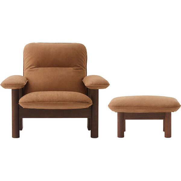 Brasilia Fåtölj Med Ottoman Walnut Camel