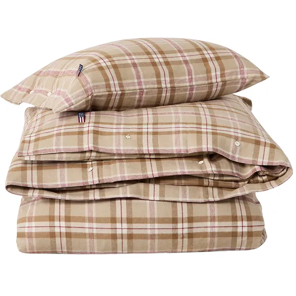 Checked Bäddset 220x220 + 50x60x2 cm Fudge / Beige / Fikon