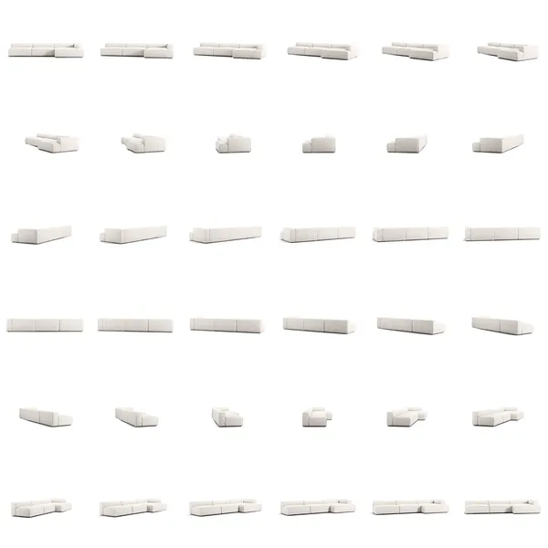 Grand 5-Sitssoffa schäslong Höger Bouclétyg Steam White