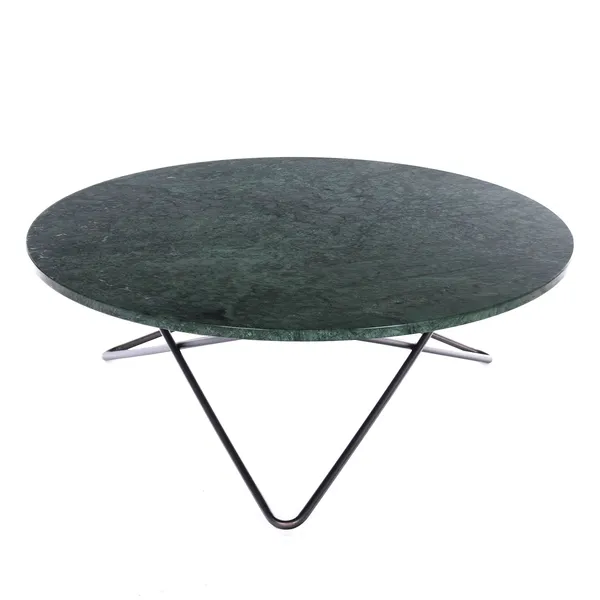Large O Table Soffbord Ø100 cm Svart/Grön marmor