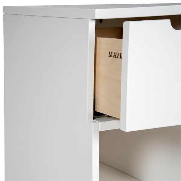 Aoko Bedside Table High 1 Drawer White Nattbord Hvit 1 Skuffer
