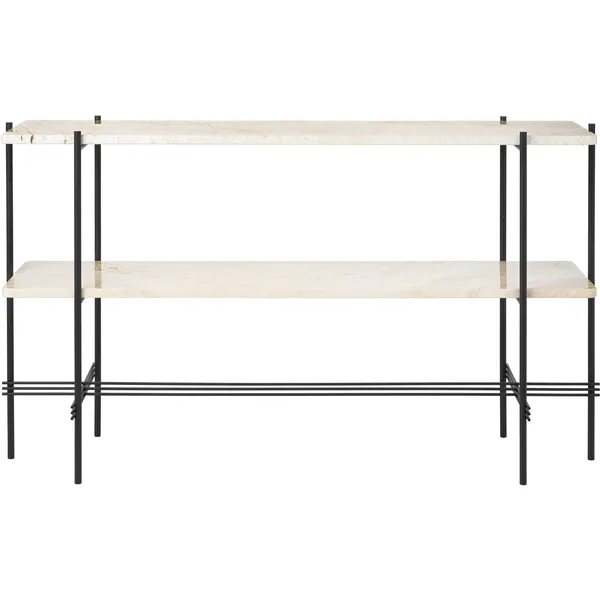TS Console Sivupöytä 120x30x72 cm Musta / Neutraalinvalkoinen Travertiini