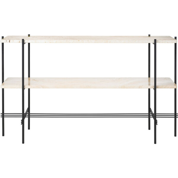 TS Console Sidobord 120x30x72 cm Svart / Neutralt vit Travertin