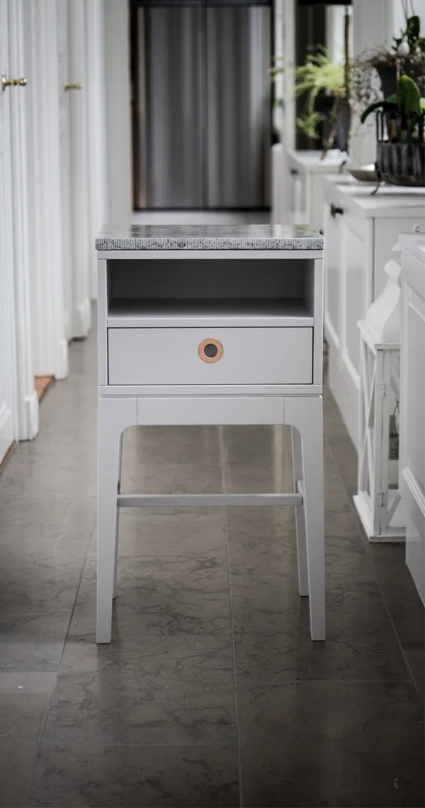 Höllviken Bedside Table Tall Legs Light Grey