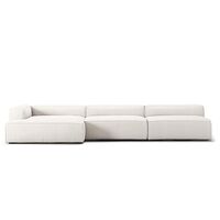 Grand 5-Sitssoffa schäslong Vänster Bouclétyg Steam White