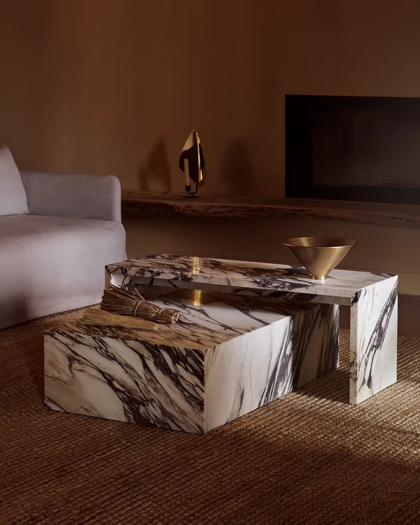 Plinth Low Soffbord 100x60 cm Calacatta Viola Marmor