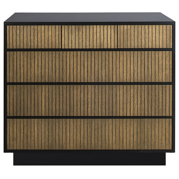 Line Burned Walnut Chest Of Drawers With 6 Drawers Black
