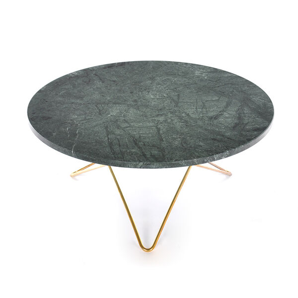 O Table Soffbord Ø80 cm Mässing/Grön marmor